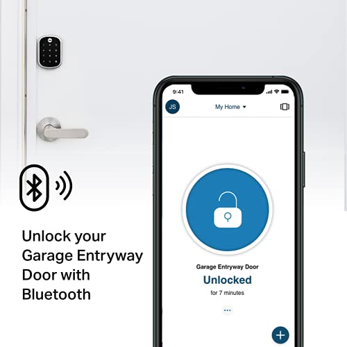 Yale | LiftMaster Smart Touchscreen Deadbolt with Keypad Lever (Satin Nickel) & myQ Chamberlain Smart Garage Door Hub, Bundle