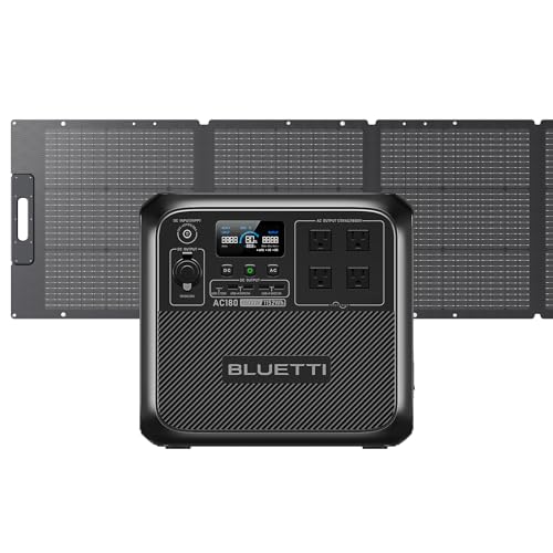 BLUETTI Solar Generator AC180 with 200W Solar Panel Included, 1152Wh Portable Power Station w/ 4 1800W (2700W Surge) AC Outlets, LiFePO4 Emergency Power for Camping, Off-grid, Power Outage