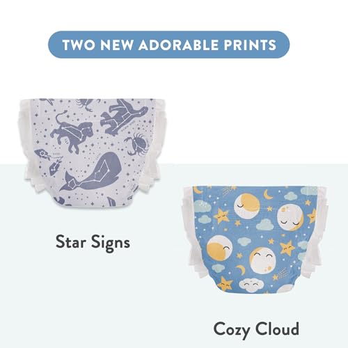 The Honest Company Clean Conscious Overnight Diapers | Plant-Based, Sustainable | Cozy Cloud + Star Signs | Club Box, Size 3 (16-28 lbs), 52 Count