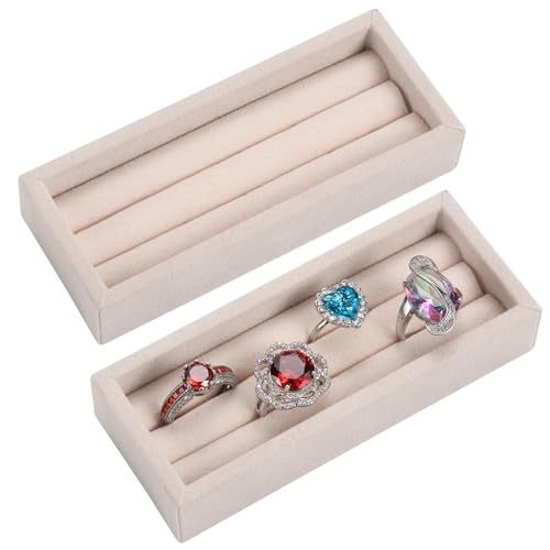 Valyria Bamboo Wood 6 Slots Round Ring Earrings Trays Showcase Display Jewelry Organizer (Round Wood)