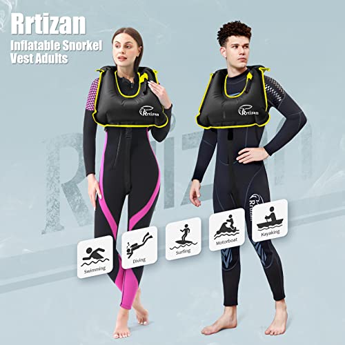 Rrtizan Snorkel Vest, Adults Portable Inflatable Swim Vest Jackets for Snorkeling Swimming Diving Safety(Back)