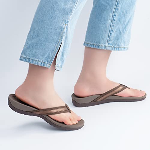 Thearches Women's Orthotic Flip Flops Arch Support Sandals for Plantar Fasciitis Flat Feet Heel Pain Relief, Supportive Beach Toe-post Sandals, Comfort Walking Flip Flop Slides