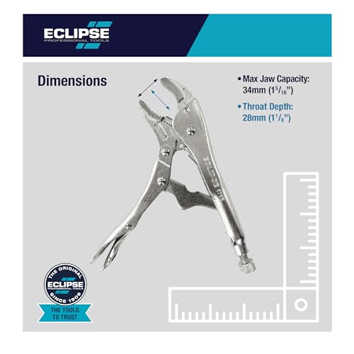 Eclipse Professional Tools E5WR 5 Inch Curved Jaw Locking Pliers with Wire Cutters (5" / 125mm)