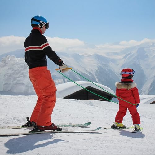 Slope Ropes Kids Ski Trainer to Teach Kids to Downhill Ski Safely with Proper Posture, Simple Harness Free Design, Fun for Parents and Kids (Blue/Green)