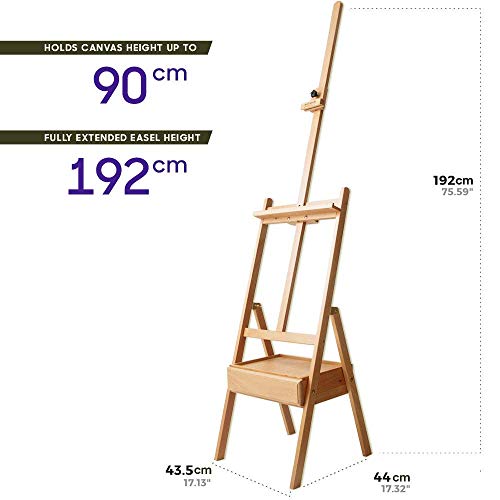 Mont Marte Signature Box Floor Easel, Beech Wood 43.5 x 44 x 150 cm (LxWxH), 17.13 x 17.32 x 59.1"