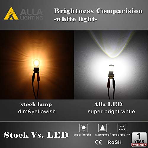 Alla Lighting Newly Upgraded T20 7440 7443 LED Back-up Reverse, Signal, Brake Light, or DRL Bulbs, 6000K Xenon White, Super Bright 2835-SMD 360° for Cars, Trucks