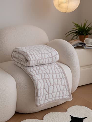 Ultra Soft Cozy Buffalo Checkerboard Grid with Lightning Pattern Fluffy Microfiber Knitted Throw Blanket Lightweight Fleece Checkered Blanket for Sofa Couch Bed Travel