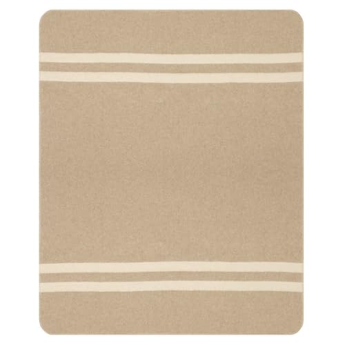 Thick Alpaca Wool Blanket Heavyweight for Camping Outdoors or Using Indoors | Soft Peruvian Alpaca Wool Blankets (Dark Gray -Soft Gray Stripes, Queen)