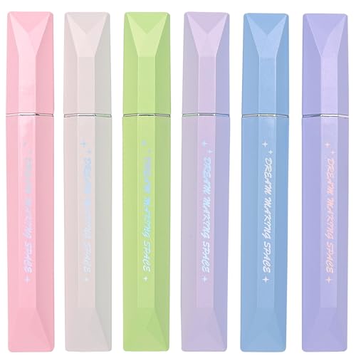 COLNK Glitter Pastel Highlighter,Set of 6 Pcs Cute Aesthetic Highlighters Assorted Colors,Chisel Tip,Metallic Highlighters for Journal Planner, Highlighting, Note-taking,Glitter Ink B