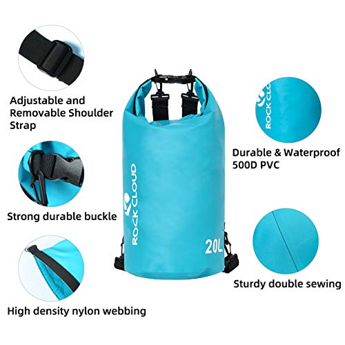 ROCK CLOUD Dry Bag Waterproof 5L Dry Sack for Kayaking Rafting Boating Beach Surfing Swimming Canoe Camping Hiking Fishing Ski, Black