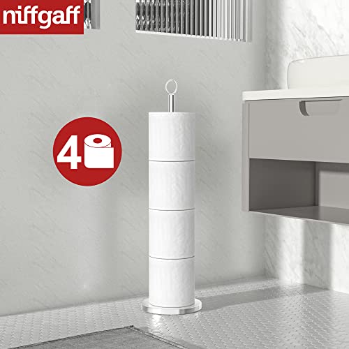 Toilet Paper Holder Stand(with Reserve Function), Free-Standing Stainless Steel Stand for Bathroom & Toilet Spare Rolls Storage