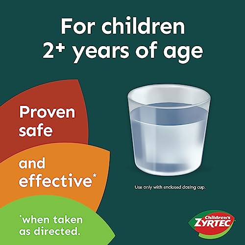 Zyrtec Children's 24 Hour Allergy Relief Syrup, 5 mg Cetirizine HCl Antihistamine, Kids Allergy Medicine for Indoor & Outdoor Allergy Relief, Dye-Free & Sugar-Free, Bubble Gum, 4 fl. oz