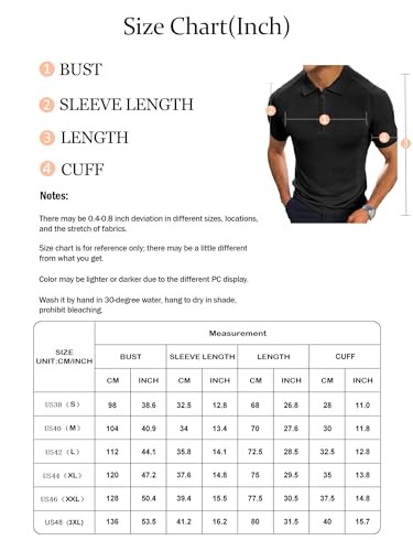 Comdecevis Men's Knit Polo Shirts Short Sleeve Quarter-Zip Casual Classic Fit Golf Pullover Small Black