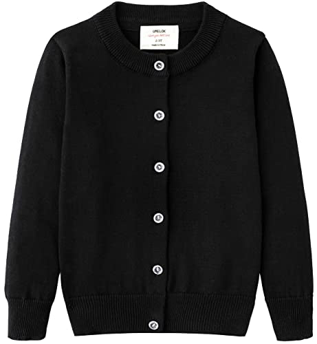 UMELOK Girls' Yellow Cardigans Sweaters Cotton Long Sleeve School Uniform Yellow, 7-8Y