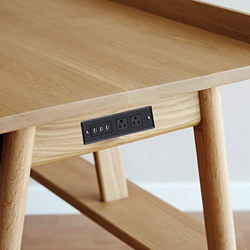 CCCEI Furniture Recessed Power Strip, Black Desk Outlet with USB Ports, in Conference Desktop Flush Mount Plug, 6 ft Extension Cord.