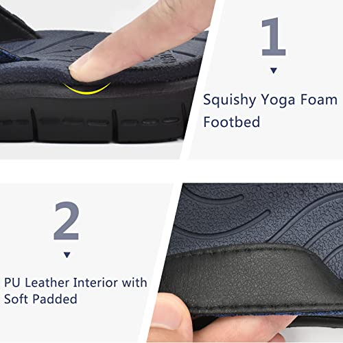 KuaiLu Womens Casual Flip Flops Comfortable Yoga Mat Arch Support Memory Foam Comfort Cushion Summer Beach Pool Slip on Walking Thong Sandals Ladies Orthotic Recovery Plantar Fasciitis White Size 10.5