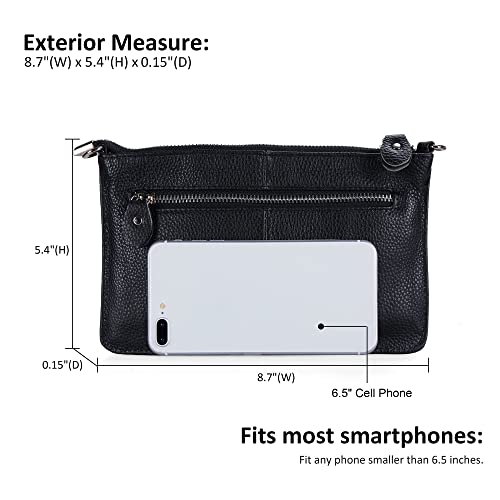 befen Leather Wristlet Clutch Wallet Purses Small Crossbody Bags for Women with RFID Card Slots (Light Teal)