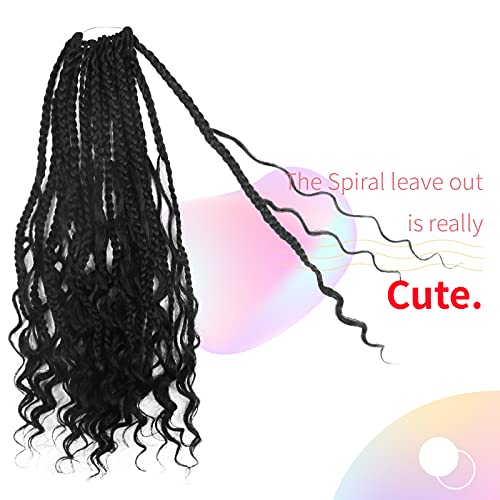 Niseyo Goddess Box Braids Crochet Hair 12 Inch 8 Packs Short Crochet Box Braids Pre Looped Curly Ends Gray Boho Style Synthetic Hair (Tgrey/Ombre Grey)