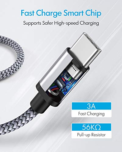 DDIYYI Short USB C Cable 1FT 3 Pack USB-A to USB-C Charger Fast Charging Cord Braided for iPhone 15 Pro Max/Plus Samsung Galaxy S24 S23 S10 A15 A53 A54, 1 Foot Short USB C Cord