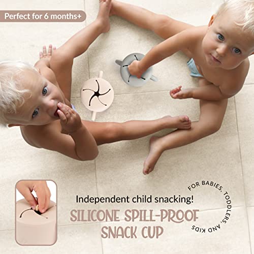 blinc Snack Cups for Toddlers - No Spill Silicone Snack Cup - Non Spillable Baby Food Containers - Cereal Snack Containers for Kids, Baby Essentials (Blush & Rose (2 Pack))