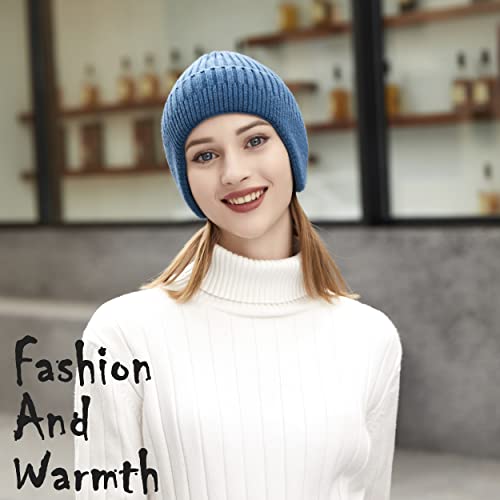 HiRui Knitted Beanie Hats Winter Hats Ear Covers for Men Women Kids Warm Slouchy (Beige)