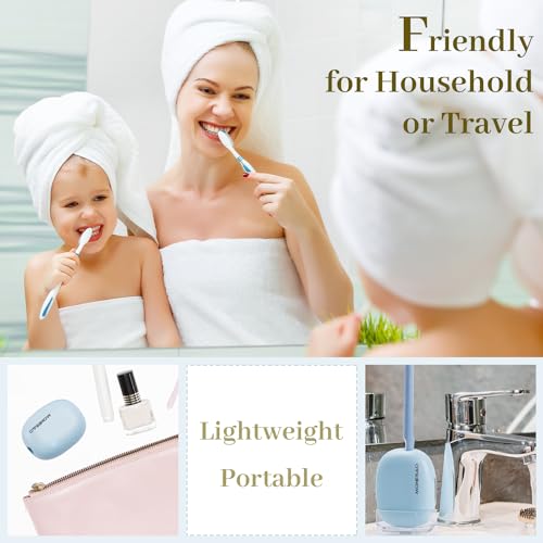MONESAO Toothbrush Case, Toothbrush Covers with Holder, Rechargeable Travel Home Toothbrush And Holder, Cleaner Case for All Electric And Manual Toothbrushes (Blue)