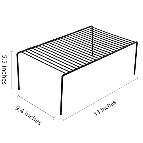 GEDLIRE Kitchen Cabinet Organizer Shelf Rack Set of 2, Medium (13 x 9.4 inch) Metal Freezer Organizer Wire Shelves, Plate Dish Storage Rack for Cabinets, Counter, Cupboard, Pantry Organization, Black