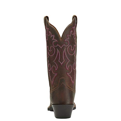 Ariat Womens Round Up Square Toe Western Boot Storming Brown/Singing The Blues 7