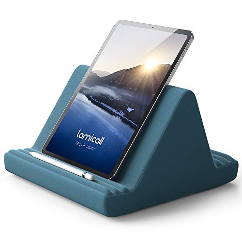 Lamicall Tablet Pillow Stand, Pillow Soft Pad for Lap - Tablet Holder Dock for Bed with 6 Viewing Angles, for iPad Pro 9.7, 10.5, 11, 12.9 Air Mini 4 3, Kindle, Galaxy Tab, E-Reader, Blackish Green