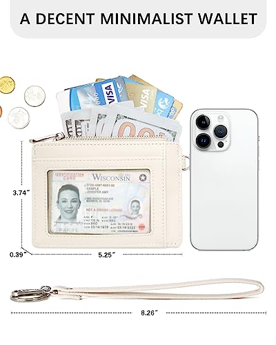 BOSTANTEN Small Wallet For Women RFID Leather Credit Card Holder Slim Wristlet Keychain Wallet With Zipper Pocket White Cow Print