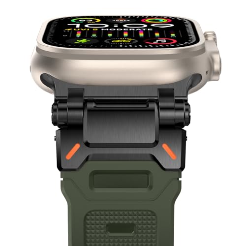 FULLIFE Designed for Apple Watch Band Apple Watch Ultra 2/Ultra 49mm for Men, Silicone Rubber Bands with Metal Connector for Apple Watch Series 10 46mm, 9/8/7 45mm, SE2/SE 6/5/4 44mm, 3/2/1 42mm