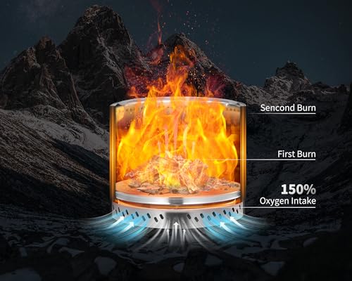 PANDAHOME Smokeless Tabletop Fire Pit with Foldable Stands | Fireplace for Urban&Suburbs | Fueled by Pellets or Wood, Durable Stainless Steel with Travel Bag, Safe Burning, 10 x8.6 IN, 2.8 lbs, Silver