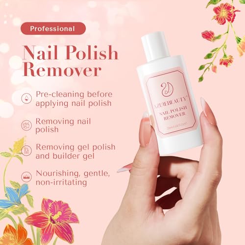 AZUREBEAUTY Fall Nail Polish Set, 4 Colors Yellow Orange Brown Glitter Vegan Quick Dry Natural Nail Lacquer Strengthening Treatment Kit with Top Coat & Nail Polish Remover DIY Salon at Home