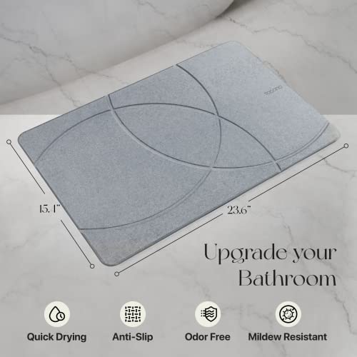 TOSORO - Stone Bath Mat, Diatomaceous Earth Non-Slip Stone Shower Mat - Quick Drying Absorbent Bath Stone Mat - Elegant & Modern Design, Easy to Clean (23.5 x 15 Graphite)