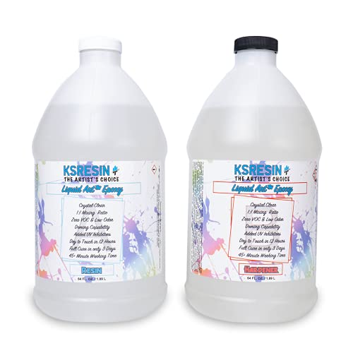 Liquid Art Clear Artist Epoxy Resin | Self-Leveling, High-Gloss, Crystal Clear Art Resin | for Tumblers, Canvas, Wood, and Other DIY Projects (1 Gallon Kit (Combined))
