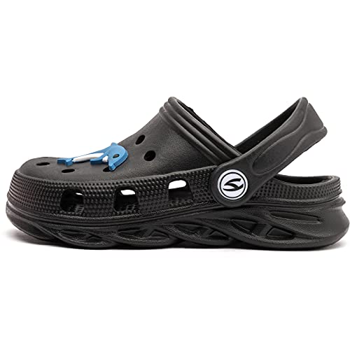 Kids Clogs Home Garden Slip On Water Shoes for Boys Girls Indoor Outdoor Beach Sandals Children Classic Slippers Black, 1.5 Little Kid