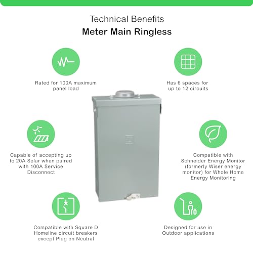 Square D by Schneider Electric Square D - HOM612L100SCP Homeline Load Center with Cover, 100-Amp Fixed Main Lugs, 1-Phase, 6-Space, 12-Circuit, Indoor