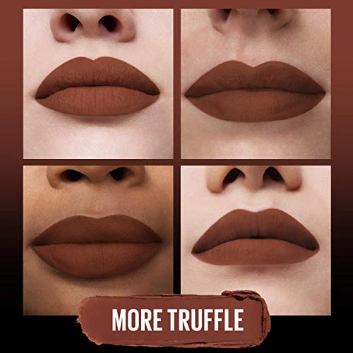 Maybelline Color Sensational Ultimatte Matte Lipstick, Non-Drying, Intense Color Pigment, More Truffle, Cocoa Brown, 1 Count