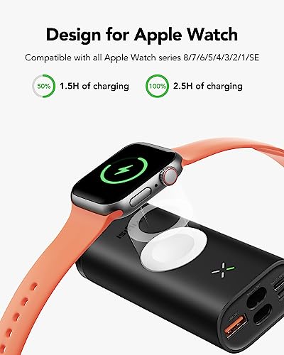 VIYISI Portable Charger for Apple Watch, 10000mAh Power Bank 20W PD Fast Charging Battery Pack for iPhone, Compatible with Apple Watch Series Ultra/8/7/6/Se/5/4/3/2/1/iPhone14/14 Pro Max/13/12 - Black