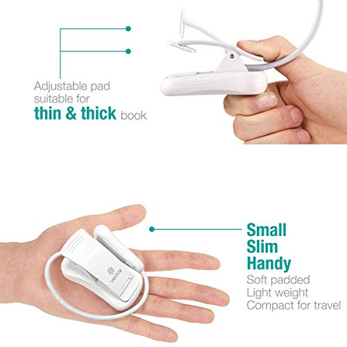 Vekkia Rechargeable 3000K LED Book Light, Easy Clip on Reading Lights for Reading in Bed. Perfect for Readers.