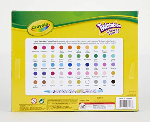 Crayola Twistables Colored Pencil Set (50ct), No Sharpen Colored Pencils For Kids, Kids Art Supplies for Back to School, 4+ [Amazon Exclusive]