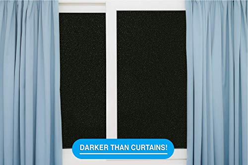 Total Blackout Window Film: 100% Light Blocking, Room Darkening Static Cling - No Residue Film for Privacy, Home Security, and Day Sleep - Easy Removal UV Prevention Treatment (17.5 x 160 inches)