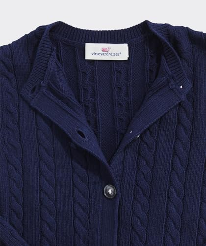 vineyard vines Girls' Classic Cable Cardigan Sweater, Nautical Navy