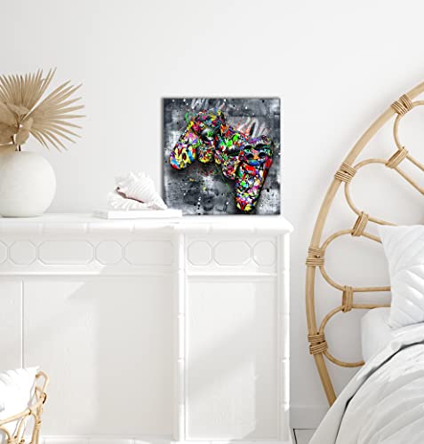 JKWALL77 Graffiti Canvas Wall-Art For Bedroom - Gaming Wall Art For Teen Boys - Abstract Painting Pop Art Modern Home Wall Decor Ready to Hang Size 14" x 14"