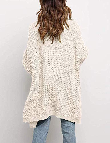 MEROKEETY Women's Oversized Long Batwing Sleeve Cardigan Waffle Knit Sweater Coat, Orange, M