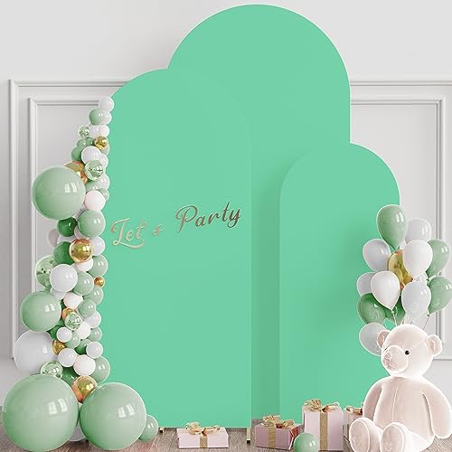 Wokceer Wedding Arch Cover (7.2FT, 6.6FT, 6FT) Set of 3 Spandex Fitted Wedding Arch Stand Covers for Round Top Chiara Arch Backdrop Stands Cover for Birthday Party Ceremony Banquet Decor Dusty Blue
