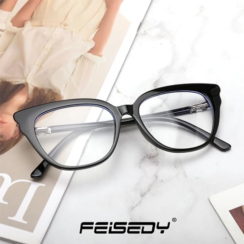 FEISEDY Cat Eye Blue Light Blocking Glasses for Women Anti Eyestrain & UV B0182