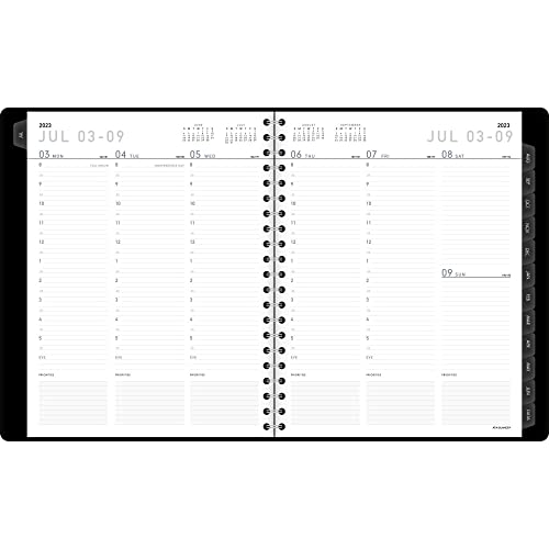 AT-A-GLANCE 2023-2024 Academic Planner, Weekly & Monthly, Half-Hourly Appointment Book, 8-1/4" x 11", Large, Monthly Tabs, Pocket, Flexible Cover, Contempo, Black (70957X05)