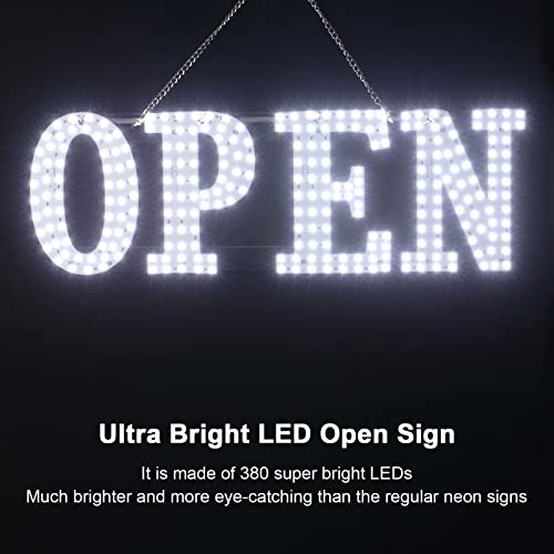 30"x10" Large LED Open Signs for Business, Unique Design Super Bright Open Sign with Hanging Installation, High Visibility Open Sign for Stores Bar Hotel Retail Shops Window Salon Restaurant Office