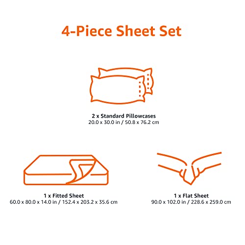 Amazon Basics 4 Piece Bed Sheets Set, 100% Cotton Jersey, Includes Super Soft, Flat and Fitted Sheets, Pillowcase, Queen, Blush, Solid